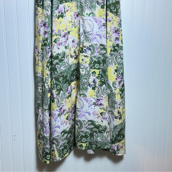 LOFT Patchwork Midi Dress Floral Sleeveless with Ruffle Detail sleeveless SZ 10 - Picture 7 of 10